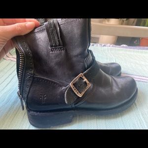 $385 Authentic FRYE Black Leather Motorcycle Biker Boots! Size 10